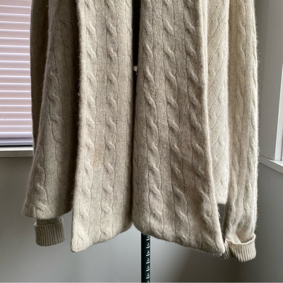 VINTAGE Super Soft Warm Cable Knit Open Front Cardigan Off White Size L - Picture 6 of 15